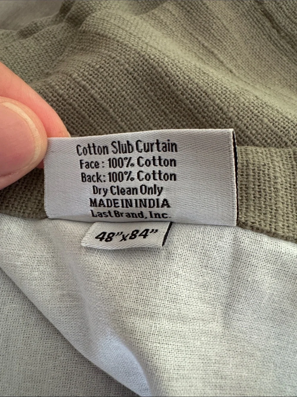 New Quince 100% Cotton Slub Curtain 1 Panel Light Filtering Gray 48 x 84”